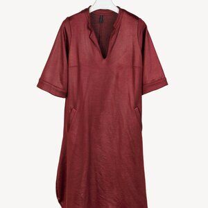 Bellinky Burgundy Shiny French Terry Maxi Dress